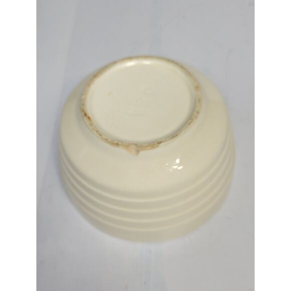 Vintage Ivory Ironstone Bowl, Ivory Small Beehive Ribbed, USA Farmhouse Kitchen - Picture 3 of 5